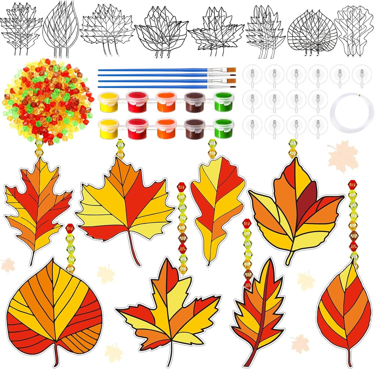 32 Sets Fall Suncatchers DIY Window Paint Art Suncatchers Fall Craft